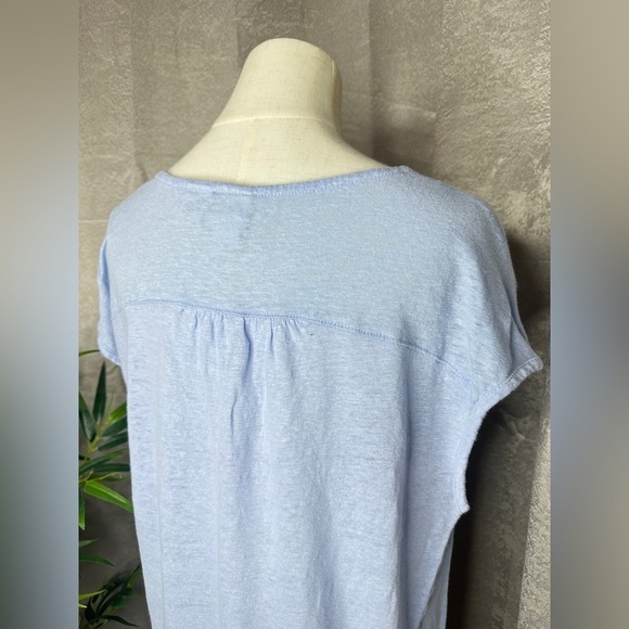 Joie Women’s 100% Linen Drop Shoulder Tee Top in Pastel Blue Sz Medium - Picture 6 of 11